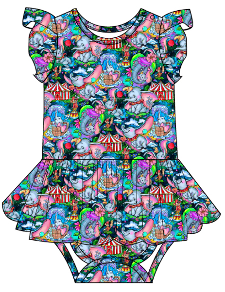 You Can Fly Flutter Sleeve Bodysuit Twirl Dress
