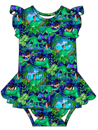 Arlo's Adventures Flutter Sleeve Bodysuit Twirl Dress
