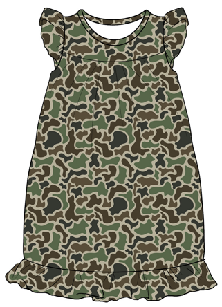 Camo Flutter Sleeve Night Gown